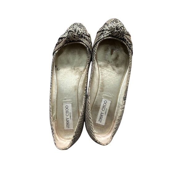 JIMMY CHOO Snake Print Leather Knot Flats Size 39 / US 9 - Picture 4 of 9